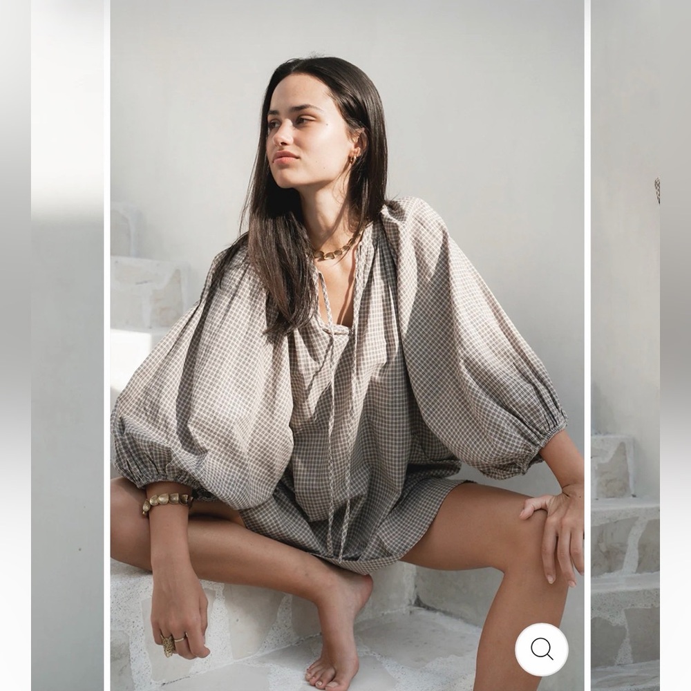 Daughters of India Poet Dress in Taupe